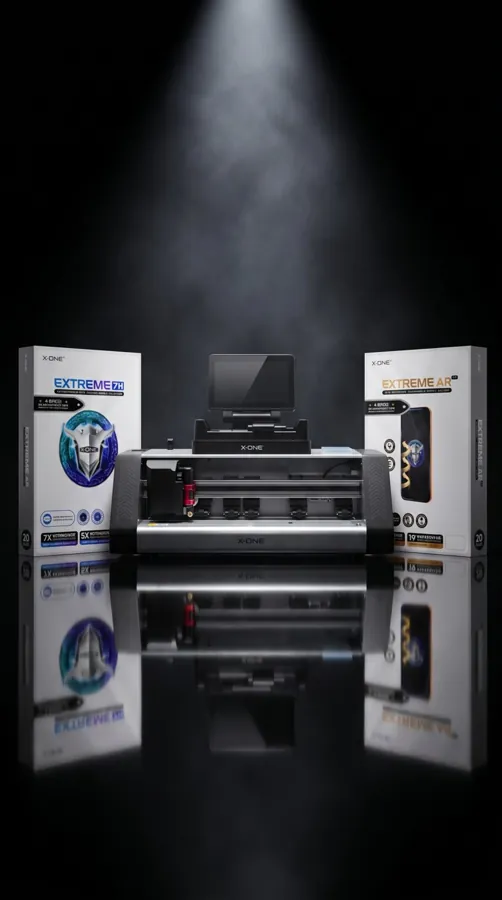 Máquina de Películas X-ONE entre as caixas Extreme 7H e Extreme AR